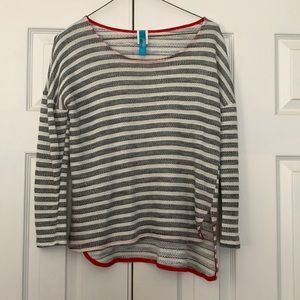 Grey and white striped top
